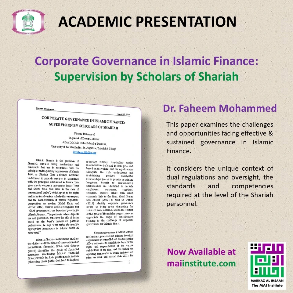 [Corporate Governance Islamic Finance] Corporate Governance in Islamic Finance